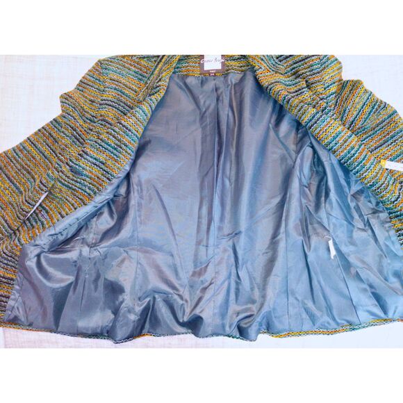 Enrico Ferezi Multi-Colored Haute Couture Textured Blazer (Size 34, US 2) - Picture 4 of 9